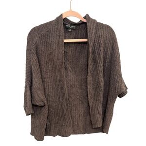 Barefoot Dreams Cozychic Lite Ribbed Cardigan Shrug Charcoal Gray S/M EUC T0794